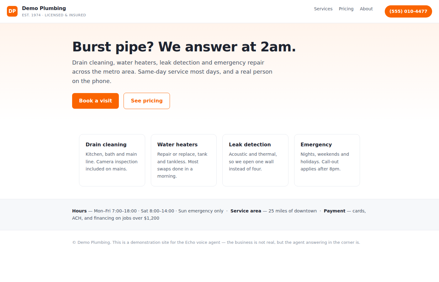 Demo Plumbing website